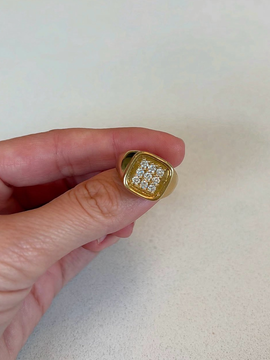 Solid Gold Square 9 Diamond Ring